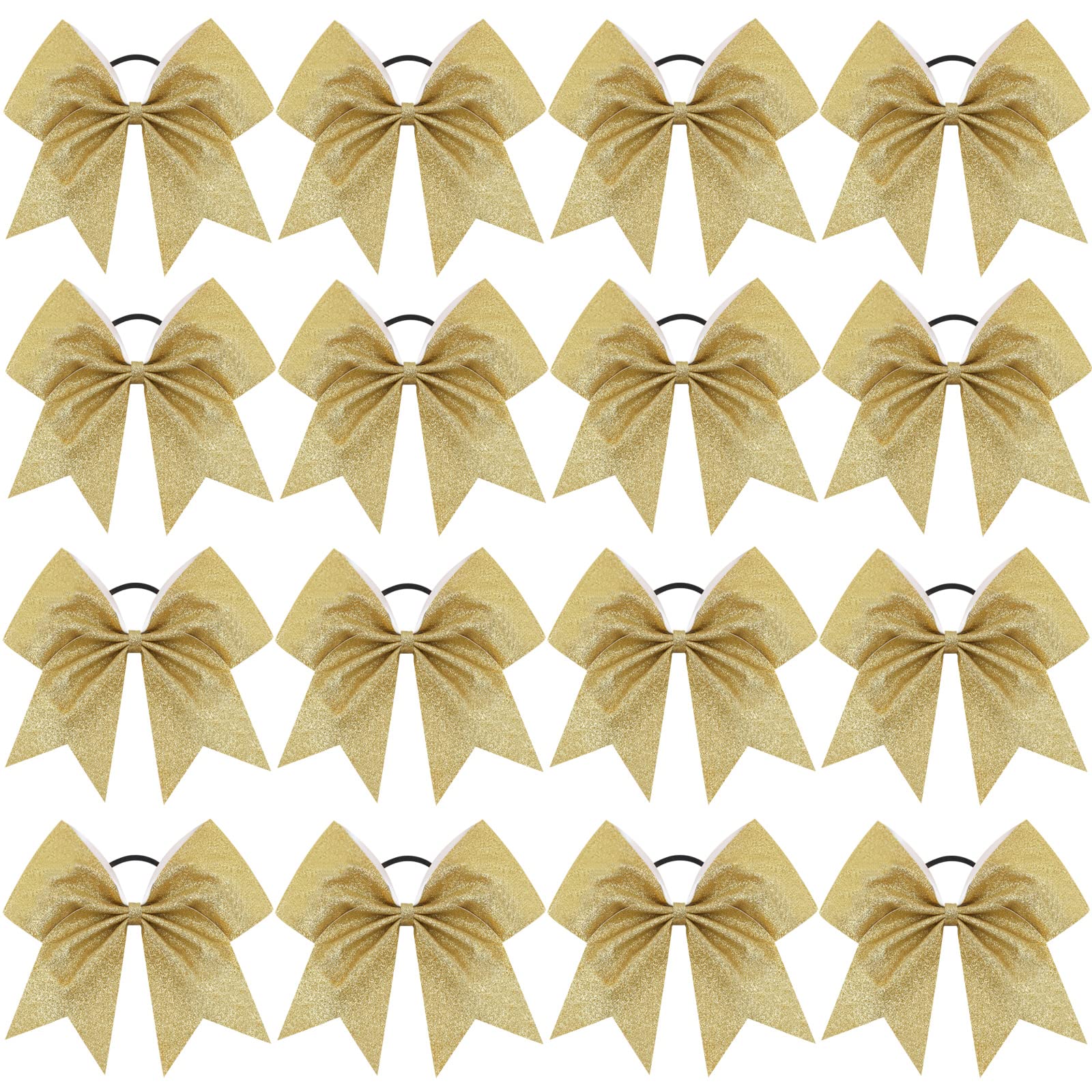 Photo 1 of 16PCS 8" Large Glitter Cheer Bows for Cheerleaders, CN Sparkly Hair Bows with Elastic Hair Ties Accessories for Teens Girls Women Cheerleading Softball Competition Sports (Gold)