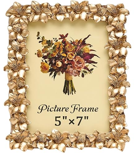 Amazon.com - Two's Company Gold Floral Spray 5X7 Photo Frame