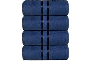 Dewall Maisons Pack of 4 Large Bath Towels (100% Cotton, 27x54 Inches) Bath Towels - Dries Quickly, Super Absorbent, Perfect for Daily Use, Bathroom Towels - Navy Blue Color