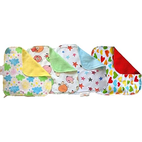 Superbottoms Reusable Organic Baby Wipes Printed - 100% Organic Cotton Napkin/Wipes- Set of 8