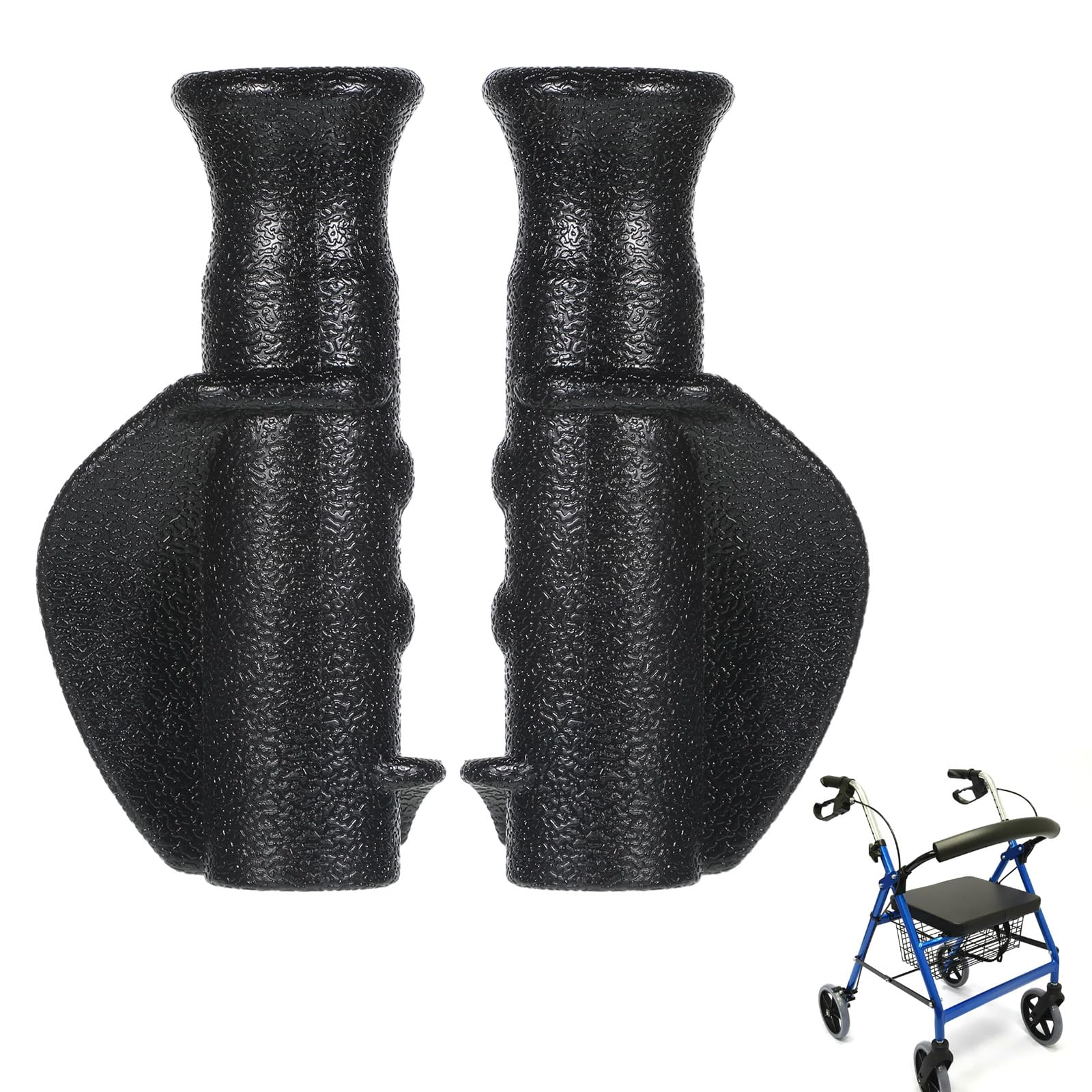 Photo 1 of 2 Pcs Rollator Hand Grips, Universal Rollator Handle Covers, Crutch Hand Grips Replacement Parts, Wheelchair Handle, Walker Grip Pads for Walker Replacement Parts Accessories,Black