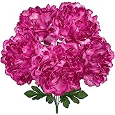 Briful Artificial Peony Flowers Bouquet 15.7" Faux Silk Peonies Floral Arrangement Fake Flower Stems for Home Office Wedding Party Table Vase Centerpiece Decor(Hot Pink)