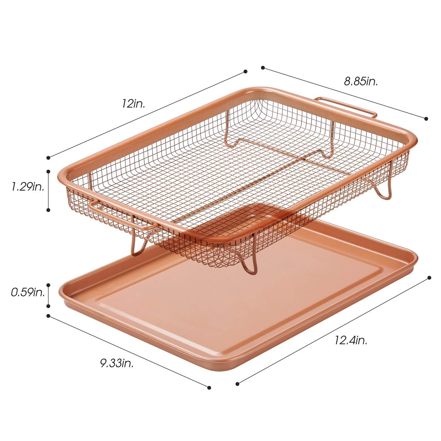 Copper Crisper - Sartén antiadherente para horno de 2 piezas ...