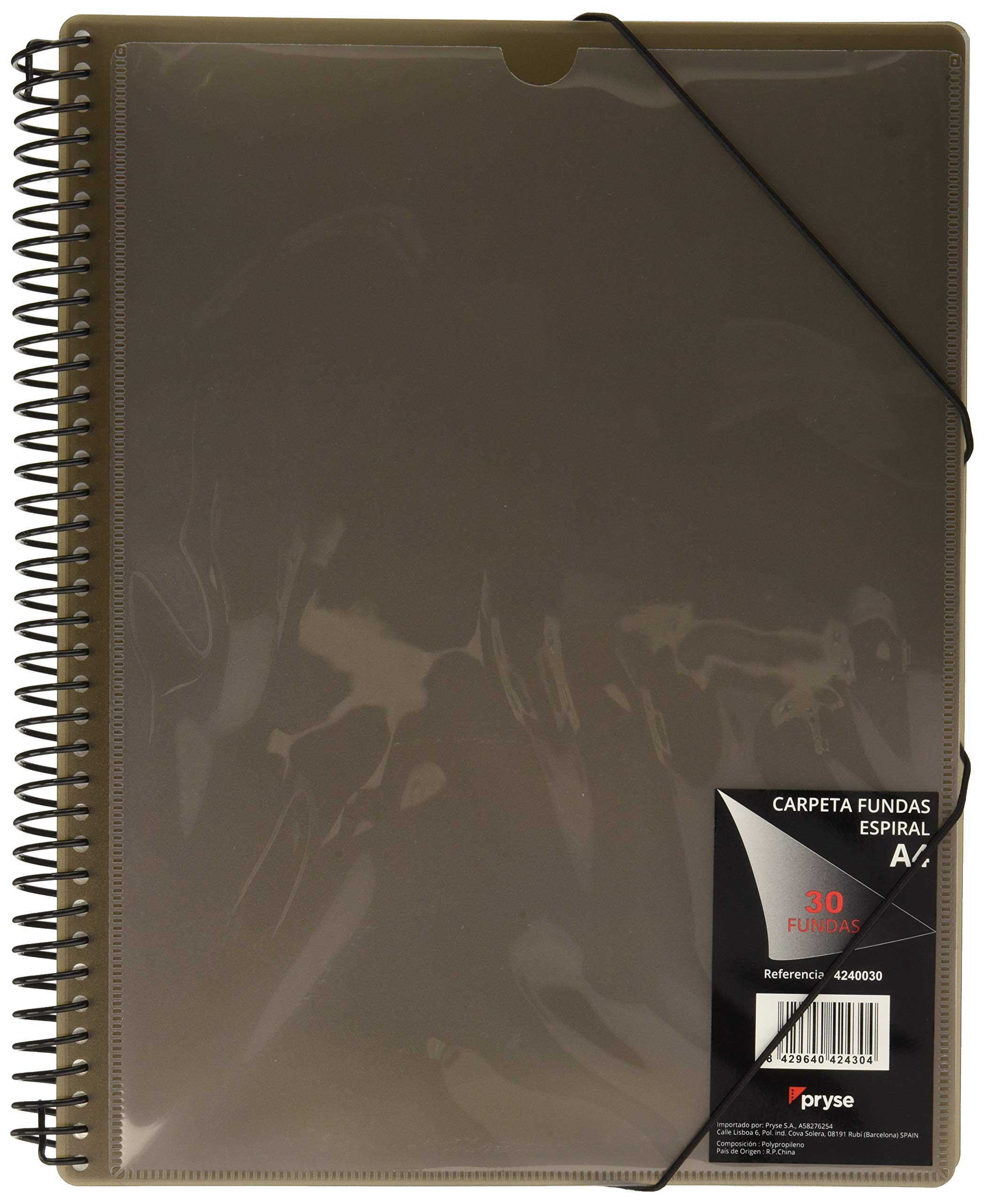 Pryse 4240030 – Spiral Folder with 30 Sleeves, A4, Black