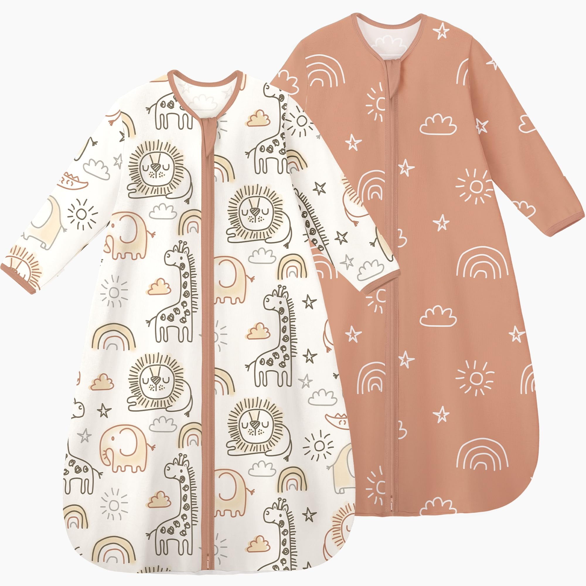 Photo 1 of Yoofoss Baby Sleep Sack 6-12 Months Long Sleeve Wearable Blanket Baby 100% Organic Cotton 2-Way Zipper 0.5 Tog Infants Sleeping Sack, Lightweight(Medium)