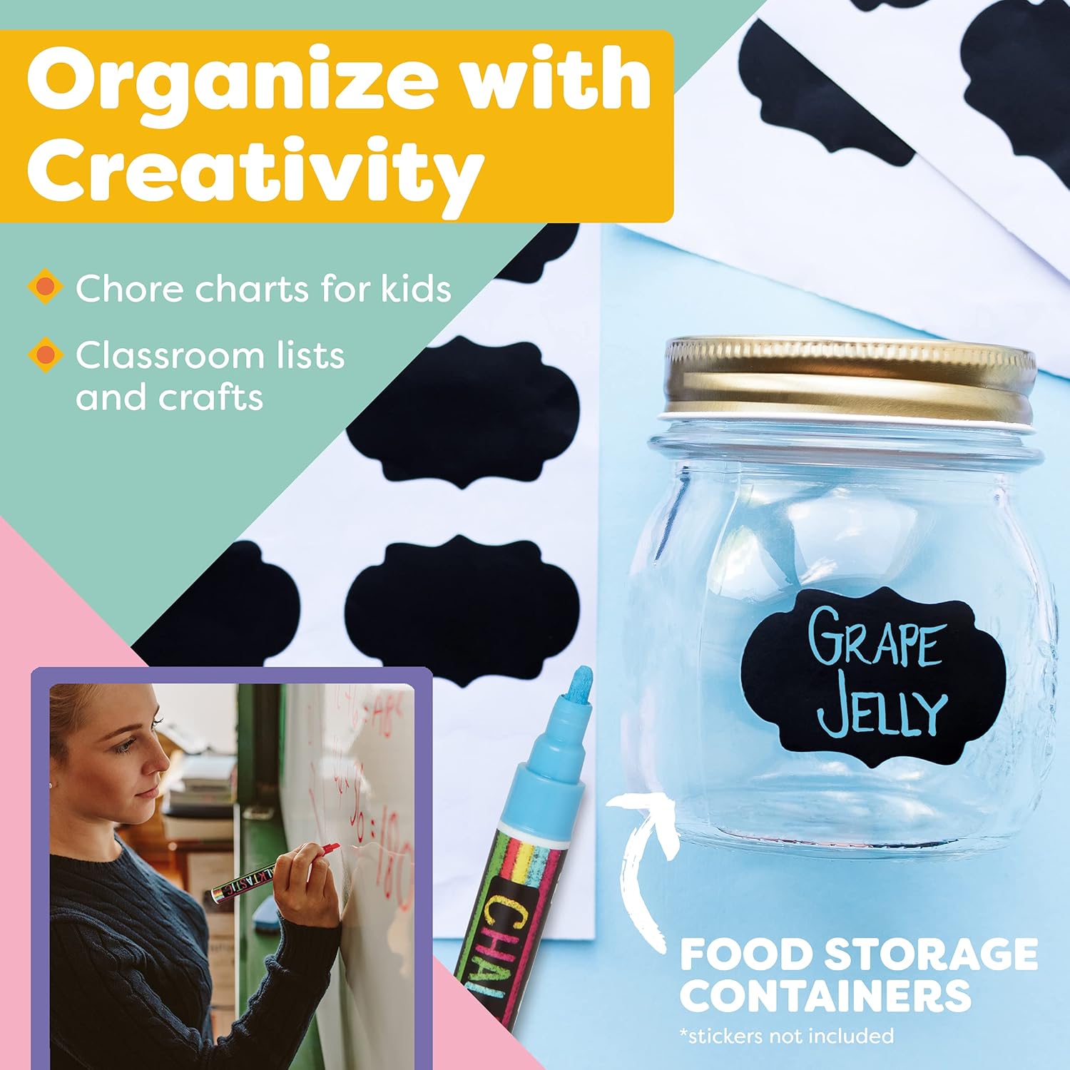 Chalk Markers by Fantastic CHALKTASTIC Best for Kids Art, Chalkboard Labels, Menu Board Bistro Boards, 8 Glass Window Markers, non-toxic Erasable Liquid Pens Chisel or Fine Tip, Neon Colors plus White : Office Products