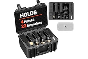 VEVOR Hard Pistol Case, Heavy Duty Hard Gun Case with XPE Foam Lining, Waterproof Pistol Storage Box with Customizable Interi