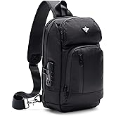 Erozul Equinox Sling Backpack Anti Theft Combination Lock Chest Shoulder Bag Waterproof Crossbody Casual Daypack (Black)