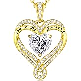 Moissanite Heart Pendant Necklace for Women,D Color VVS1 Lab-Created Moissanite Jewelry,925 Sterling Silver Gold Plating,Wedding,Anniversary Birthday,Gifts for Wife Her Mom Girlfriend