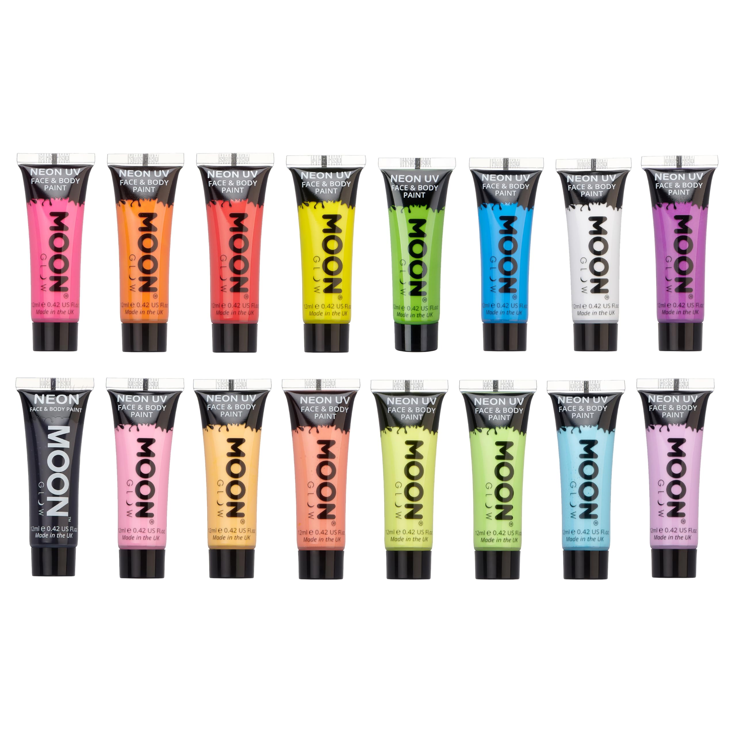 Moon Glow - Neon UV Face & Body Paint - 12ml Full Set of 16
