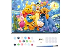 VINDIJA Cartoon Paint by Numbers Kit for Adults Kids, Adults' Paint by Number Kits on Canvas Framed, Color by Numbers for Adults, Arts Crafts Kits for Girls Ages 8-12 Adults, 8x12in