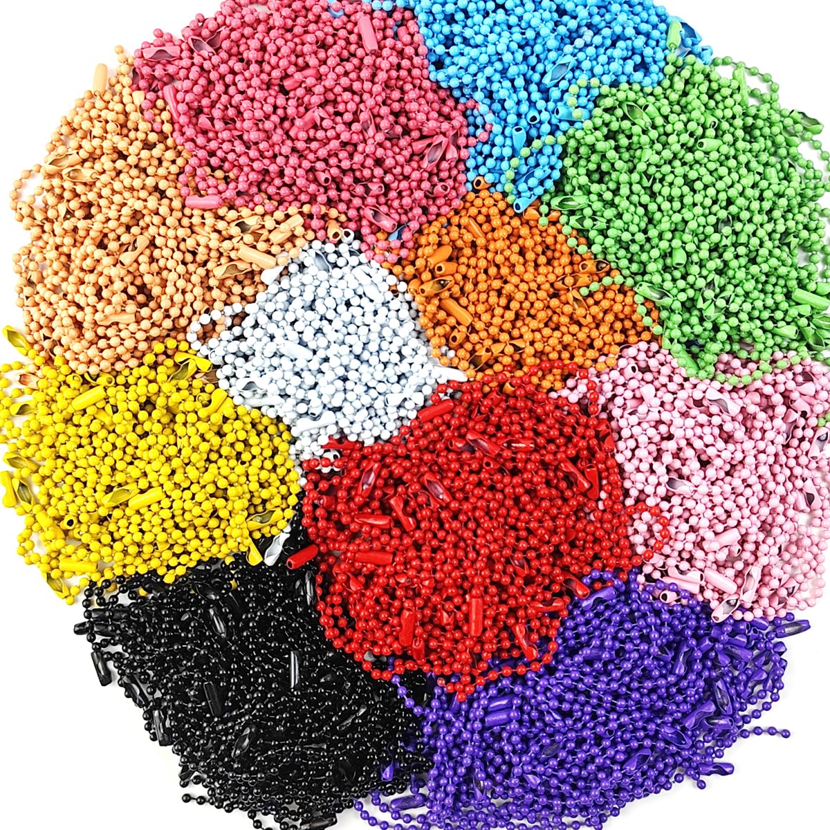 GXXMEI 220PCS 100mm Ball Bead Chain Ball Chain Keychain Dog Tag Necklace Chains Beaded Metal Keychain 2.4mm Beads Chains for Jewelry Making Steel Ball Bead Chain with Connector for Key Craft DIY