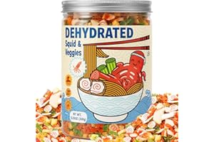 SIHASO Dried Ramen Toppings 11 Mix Seafood & Veggies - Real Squid, Shrimp, Fish Cake & Goji Berry, Low Fat, No Added MSG, 12.35 oz Resealable Jar for Instant Ramen, Soups, Rice