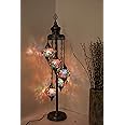 Mosaic 5 Globe Floor Lamps Handmade Unique Turkish Moroccan Night Art Home Decor Light Lampshade Bedside Gift, 5 Bulbs Include