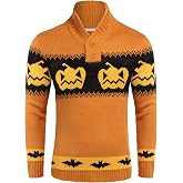 COOFANDY Men's Ugly Christmas Sweater Snowflake Knitted Xmas Pullover | Mock Neck Pullover Sweater, Santa/Snowflake/Reindeer/Tree Pattern, Christmas Party Outfit