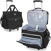 Trunab Rolling Teacher Bag with Expandable File Pocket and Detachable Trolley, Teacher Tote Bag with Wheels for up to 15.6 Inches Laptop (Patented Design) (Black)