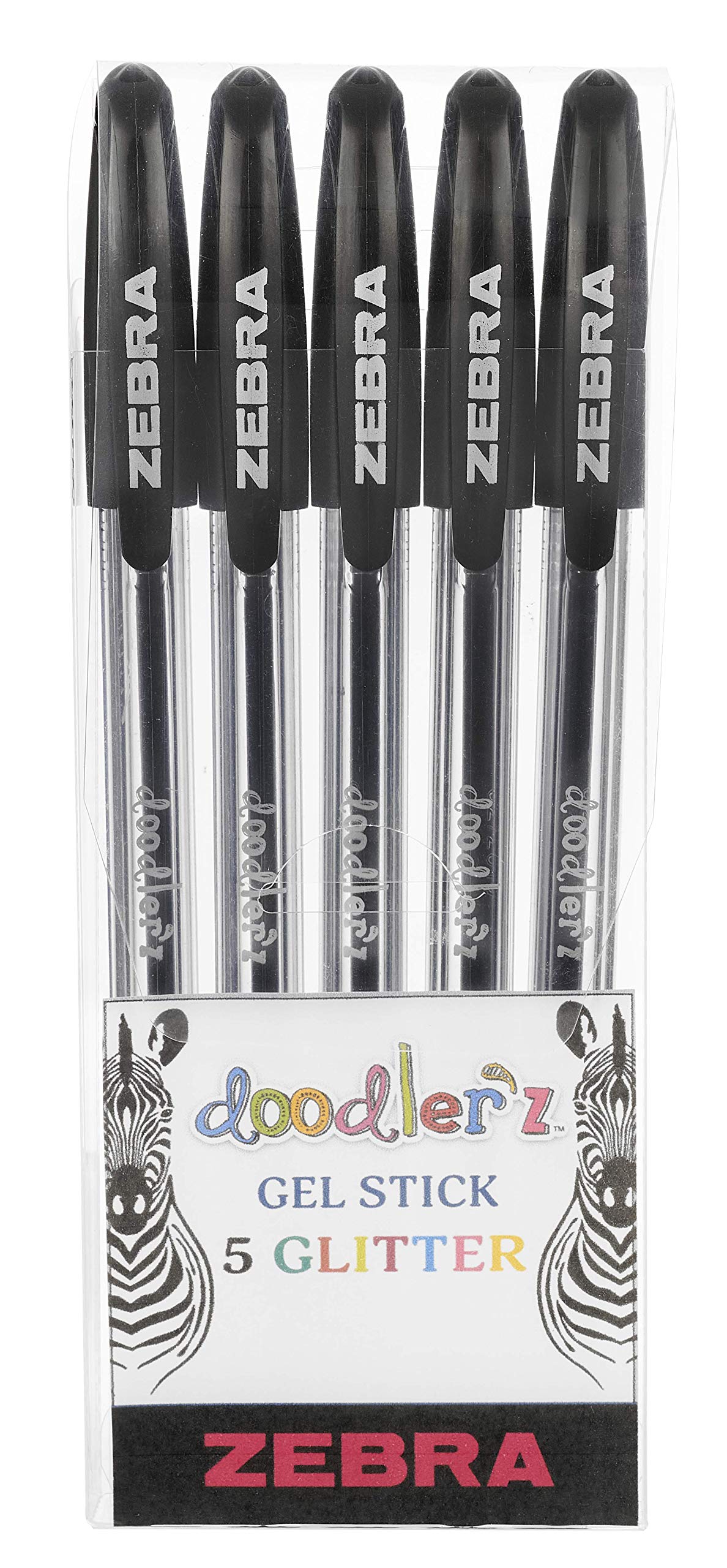 Zebra Pen Doodlerz Gel Stick Pen, Bold Point, 1.0mm, Black Ink, 5-Pack, 2660