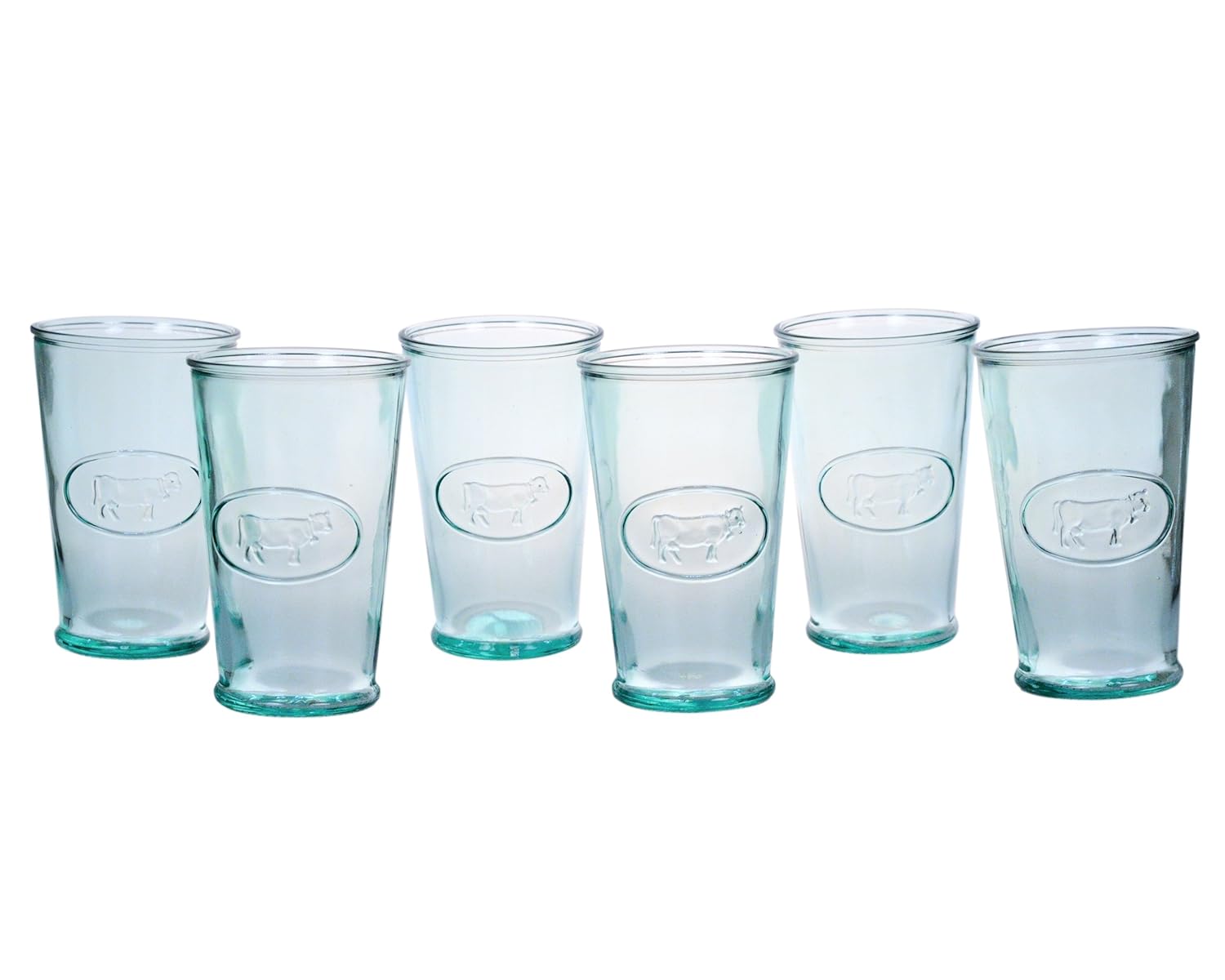 Amici Milk Glasses, 11 oz Set of 6 Recycled Glass Tumblers Mixed Drinkware Sets