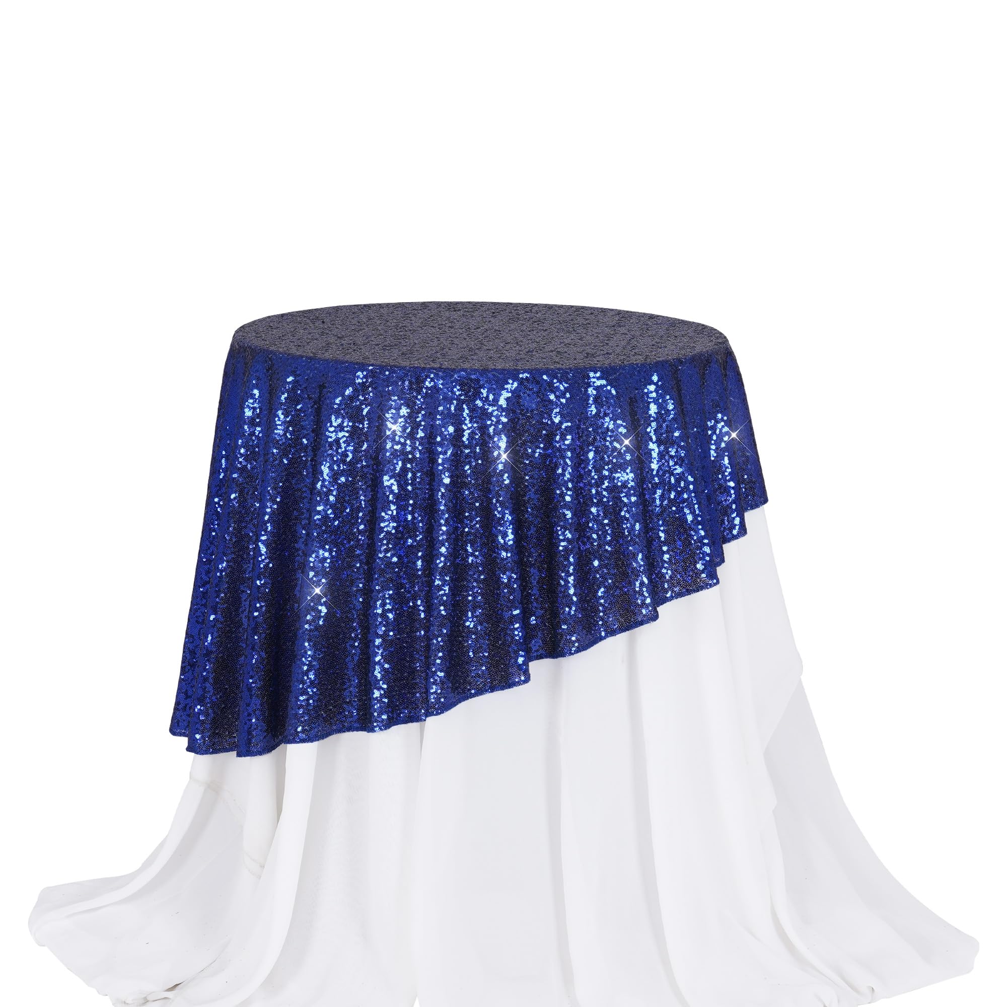 PartyDelight Sequin Tablecloth Navy Blue Round 50" for Wedding Party Birthday Bridal Baby Shower and Other Events Decorations — image 1