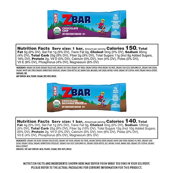 ZBAR – CHOCOLATE CHIP AND CHOCOLATE BROWNIE – VARIETY PACK – SOFT BAKED SNACK BARS – NON-GMO – 10-11G WHOLE GRAINS – USDA ORGANIC GRANOLA BARS (36 PACK)