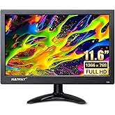 Haiway 11.6 inch Security Monitor, 1366x768 LED Monitor Small HDMI Monitors with Remote Control Built-in Speakers, Mini Monitors HDMI VGA AV BNC USB Input for CCTV Raspberry Pi PC Fire Stick Gaming