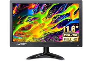 Haiway 11.6 inch Security Monitor, 1366x768 LED Monitor Small HDMI Monitors with Remote Control Built-in Speakers, Mini Monitors HDMI VGA AV BNC USB Input for CCTV Raspberry Pi PC Fire Stick Gaming