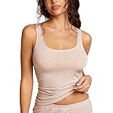 SOULVOR Women's Natrelax Pajamas Tops Sleeveless Modal Ribbed Tank Fitted T-Shirt Sleep Comfort Sleepwear Lounge Shirt