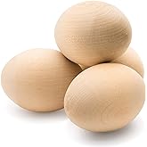 Fake Eggs to Paint, Pack of 2 Smooth Standable Wooden Eggs for Crafts, 3-1/4 Inch Wooden Easter Egg Decor, Wood Chicken Egg to Paint & Dye, by Woodpeckers