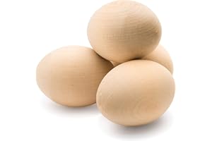 Fake Eggs to Paint, Pack of 2 Smooth Standable Wooden Eggs for Crafts, 3-1/4 Inch Wooden Easter Eggs Decor, Wood Chicken Eggs to Paint & Dye, by Woodpeckers