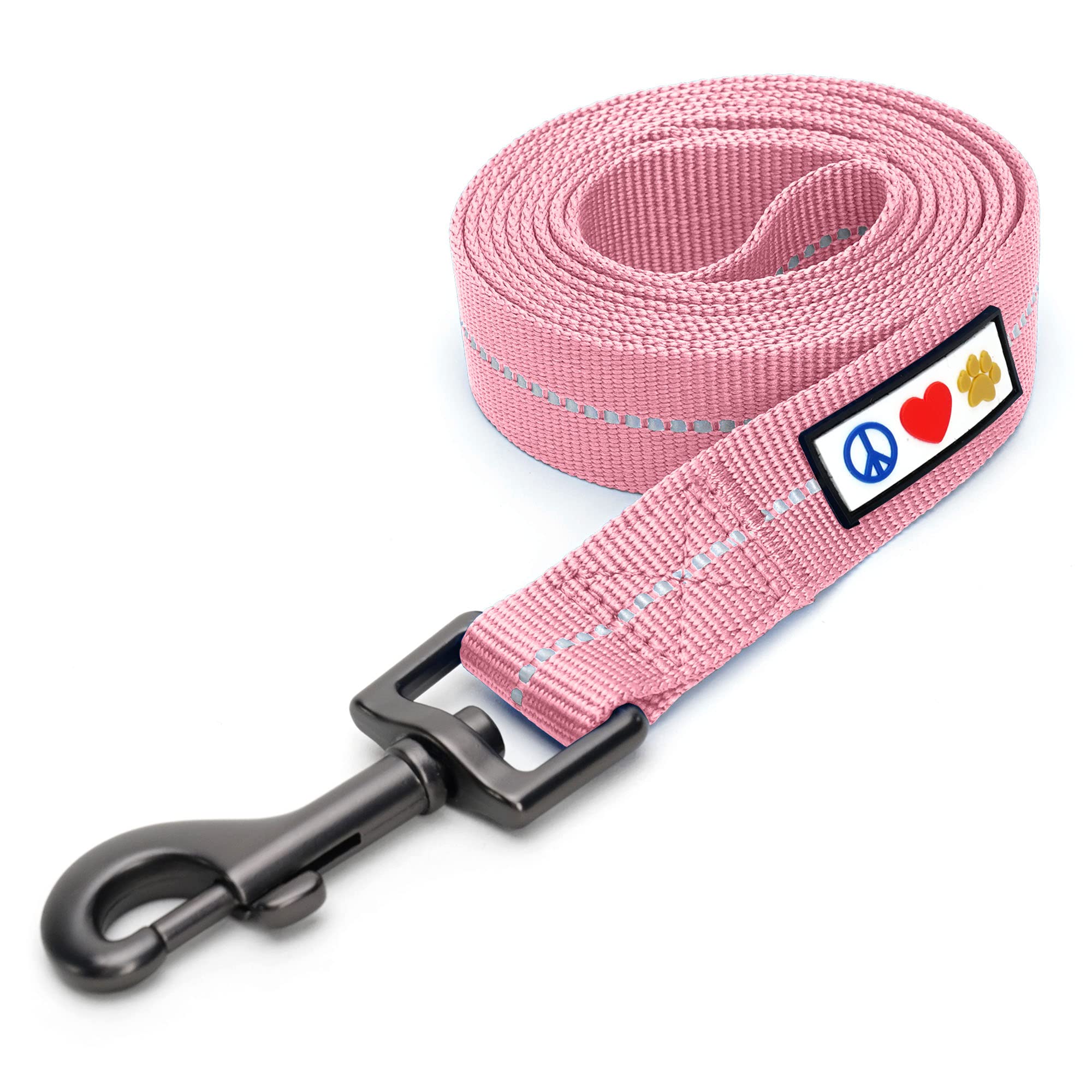 PAWTITAS Dog Lead for Medium & Large Dogs, 1.8m Long, Reflective, Pink, Recycled Plastic