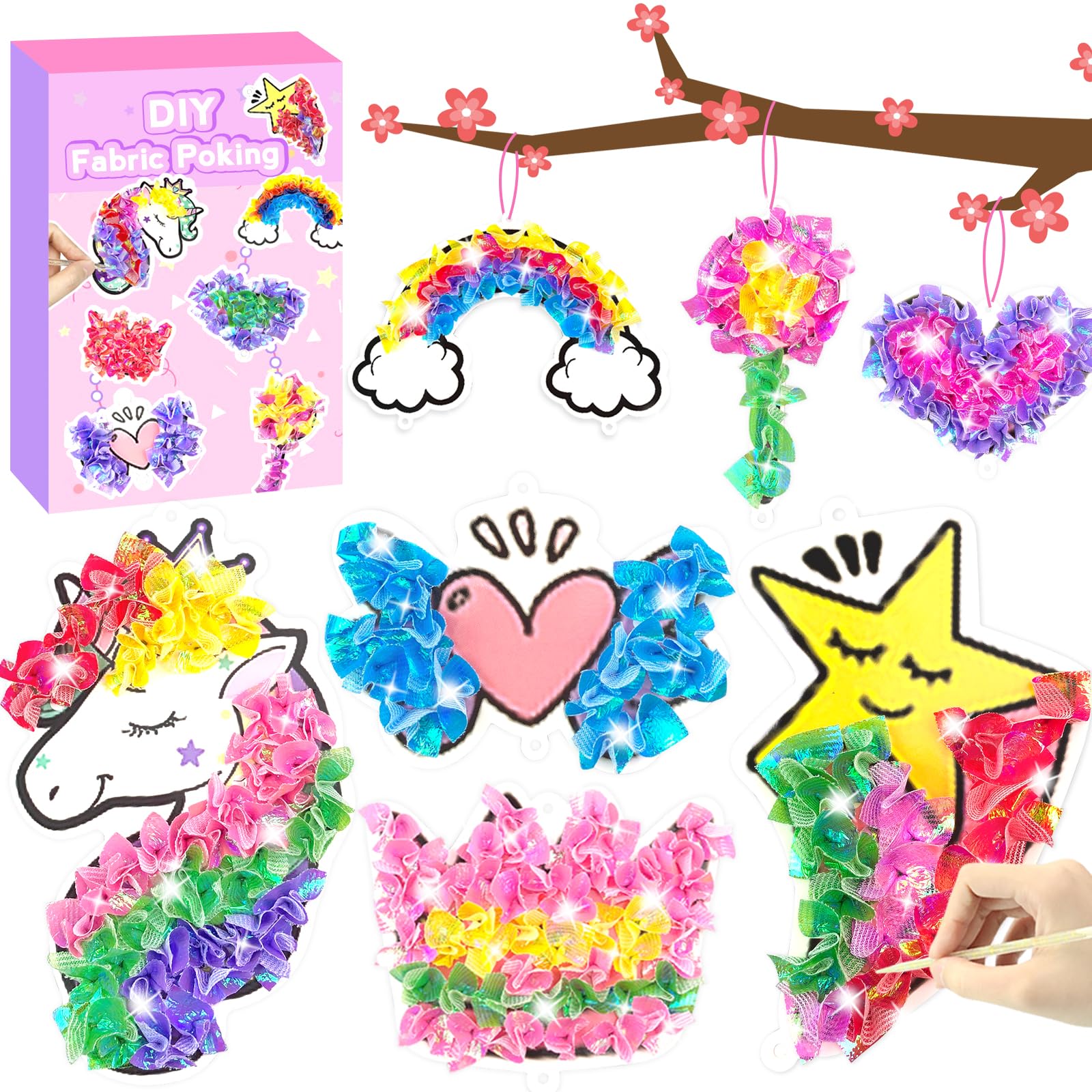 KIFHCMPR Poke-in Craft and Art Kit- Magical Dream Decor,Arts and Crafts,DIY Craft Kits,Mess-Free Fun for Kids,Art Activity Birthday Gift Ideas for Children,Toys for Girls and Boys Ages 4 5 6 7 8 9+