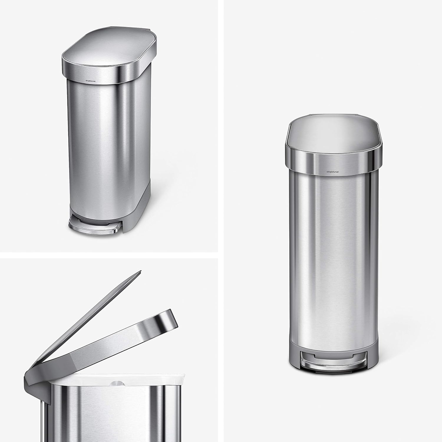 simplehuman CW2044 45L Slim Kitchen Pedal Bin, Silent Soft Close Lid, Strong Steel Pedal, Fingerprint-Proof - Image 3