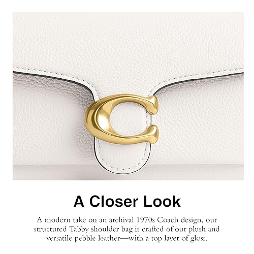 COACH Polished Pebble Leather Tabby Shoulder Bag 20, Chalk in