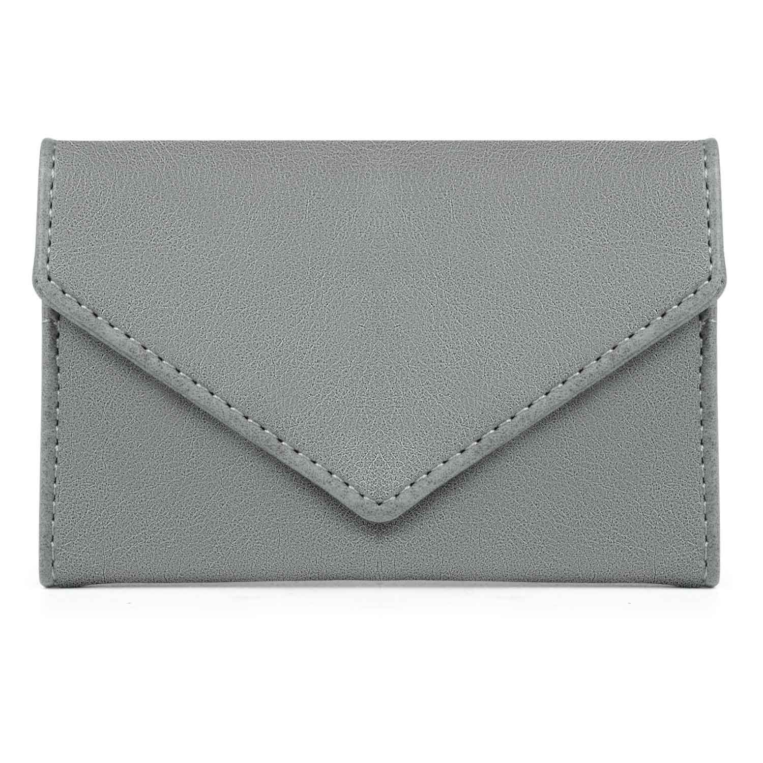 XEYOU Women's Card Case Wallet Credit Card Holder Name Card Case Front Pocket Wallet for Ladies, Envelope Style Light Grey, S, Minimalist