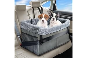 Lingusta Dog Booster Car Seat for Medium Dog, Washable Removable Pet Travel Safety Pet Car Seat with Storage Pockets, Safety 
