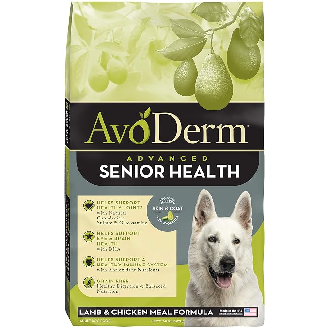 AvoDerm Natural Advanced Senior Health Dry Dog Food, Grain Free, Lamb