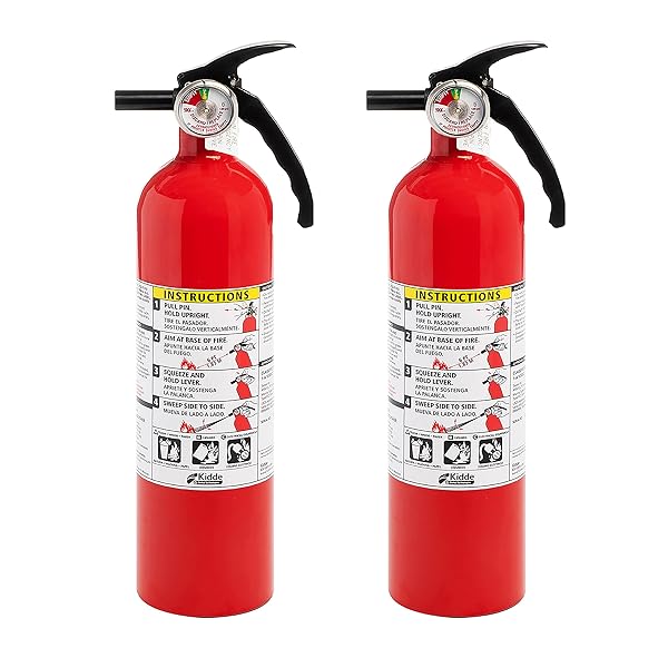 KIDDE FIRE EXTINGUISHER FOR HOME, 1-A:10-B:C, DRY CHEMICAL EXTINGUISHER, RED, MOUNTING BRACKET INCLUDED, 2 PACK