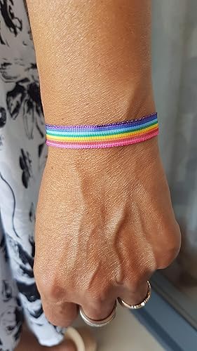 Gay-Pride-Flagge Armband Seidenband und Zamak Interpiece