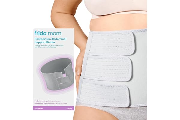 Frida Mom Belly Binder, Postpartum Essentials for Natural and C-Section Recovery, Adjustable Compression Wrap, After Birth Br