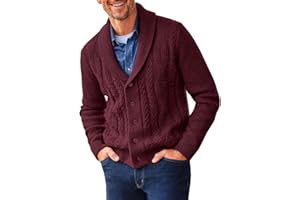 Runcati Mens Shawl Collar Cardigan Sweater Cable Knit Button Down Sweaters Long Sleeve Casual Winter Outwear