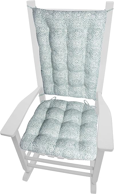 Amazon Com Tibet Spa Rocking Chair Cushions Extra Large Latex Foam Fill Rocker Seat Pad Backrest Cushion With Ties Tufted Reversible Machine Washable Made In Usa 100 Cotton Xl