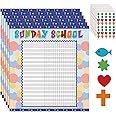 Yeaqee 12 Pcs Sunday School Attendance Sticker Chart, Classroom Incentive Chart for Kids with 4 Styles Attendance Stickers for Kids Incentives Reward Behavior Sunday School Decoration(Cute)