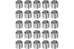 HARFINGTON 25pcs Threaded Inserts 1/4-28 UNF 1.5D (9.525mm) Helical 304 Stainless Steel Coiled Wire Thread Sleeve for Plastic Wood Thread Repair