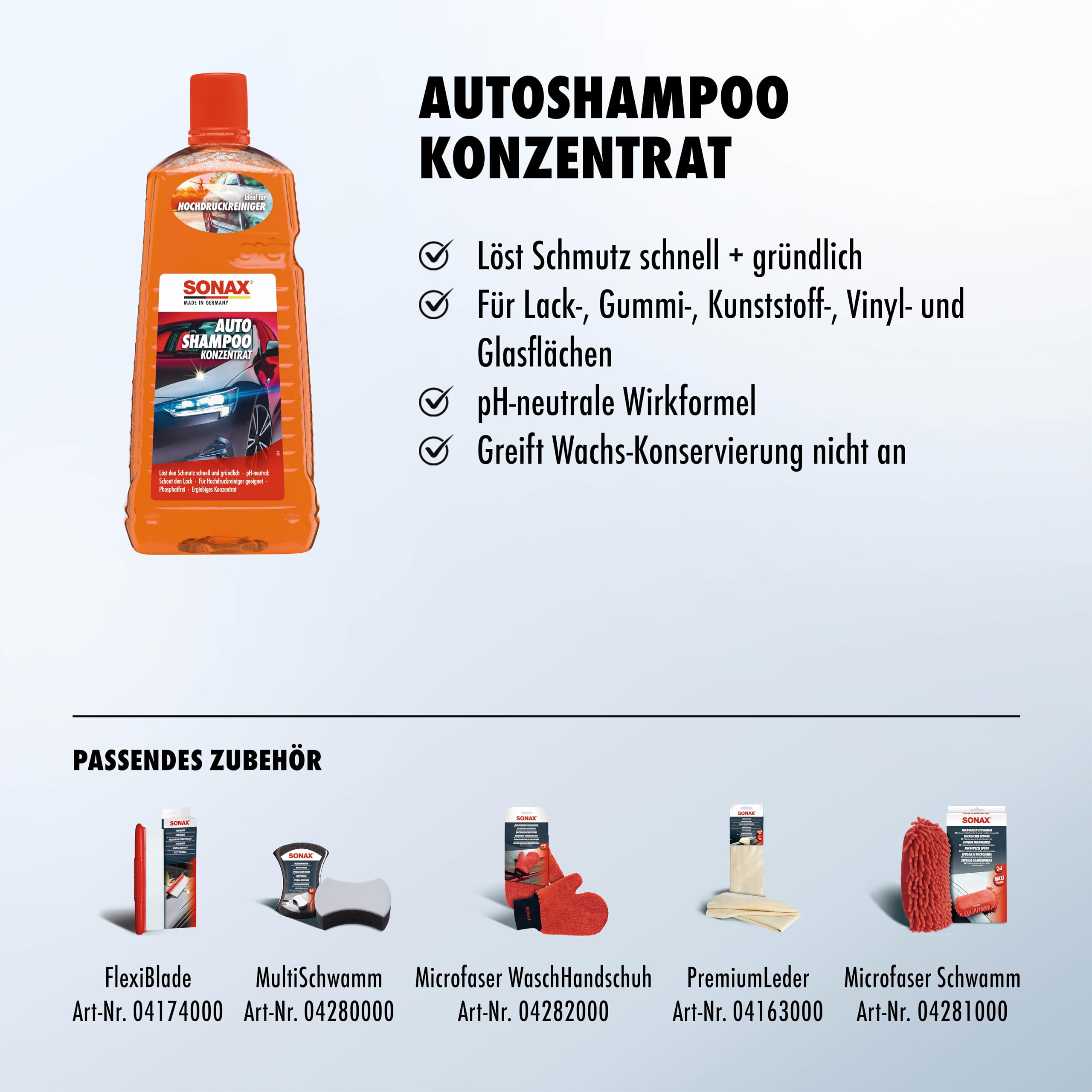 SONAX AutoShampoo Konzentrat (2 Liter) durchdringt und löst Schmutz gründlich, ohne Angreifen der Wachs-Schutzschicht | Art-Nr. 03145410 3