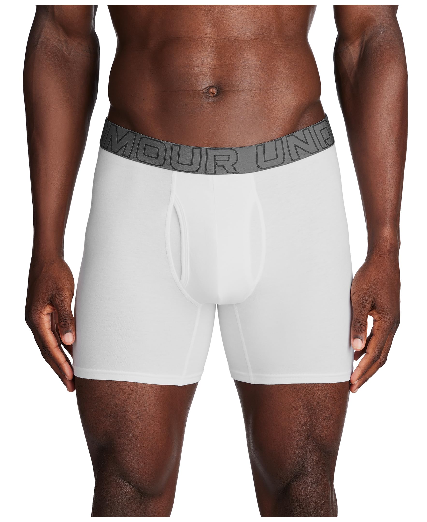 Under Armour Performance Cotton Boxer - Solid 6in 3-Pack, White Solid - Core, LG Image Under Armour Performance Cotton Boxer - Solid 6in 3-Pack, White Solid - Core, LG Image