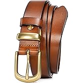 WOLFANT Womens Belts for Jeans in Gift Box,1.1" Ladies Belt with Gold Buckle,100% Italian Full Grain Real Solid Leather