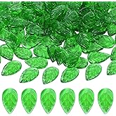 DOPENSPI 100PCS Green Leaf Beads for Jewelry Making, Transparent Acrylic Green Leaf Charms Leaves Pendants for Jewelry Making DIY Necklace Earring Bracelet Crafts