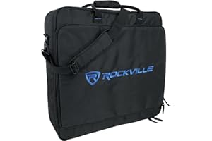 Rockville MB2020 DJ Gear Mixer Gig Bag Case, 20.5" x 20.5" x 6", Dual Foam Padding, Rugged Nylon, Lockable YKK Zippers, for DJ Mixers and Controllers