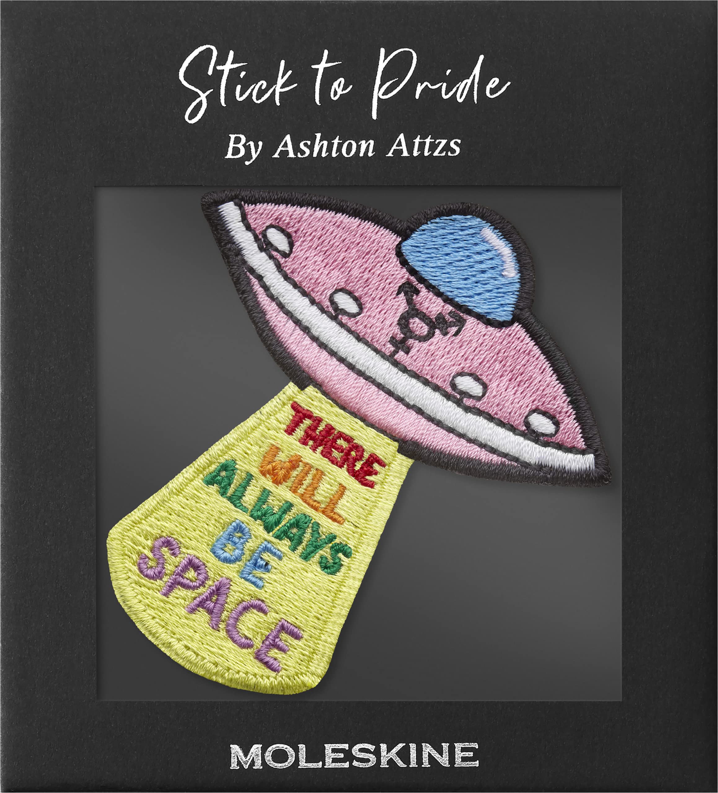 Moleskine Patch Sticker for Notebook or Diary, Personalised Stickers Pride Space Patch, There Will Always Be Space Designed by Artist Ashton Attzs, Size 5x5cm