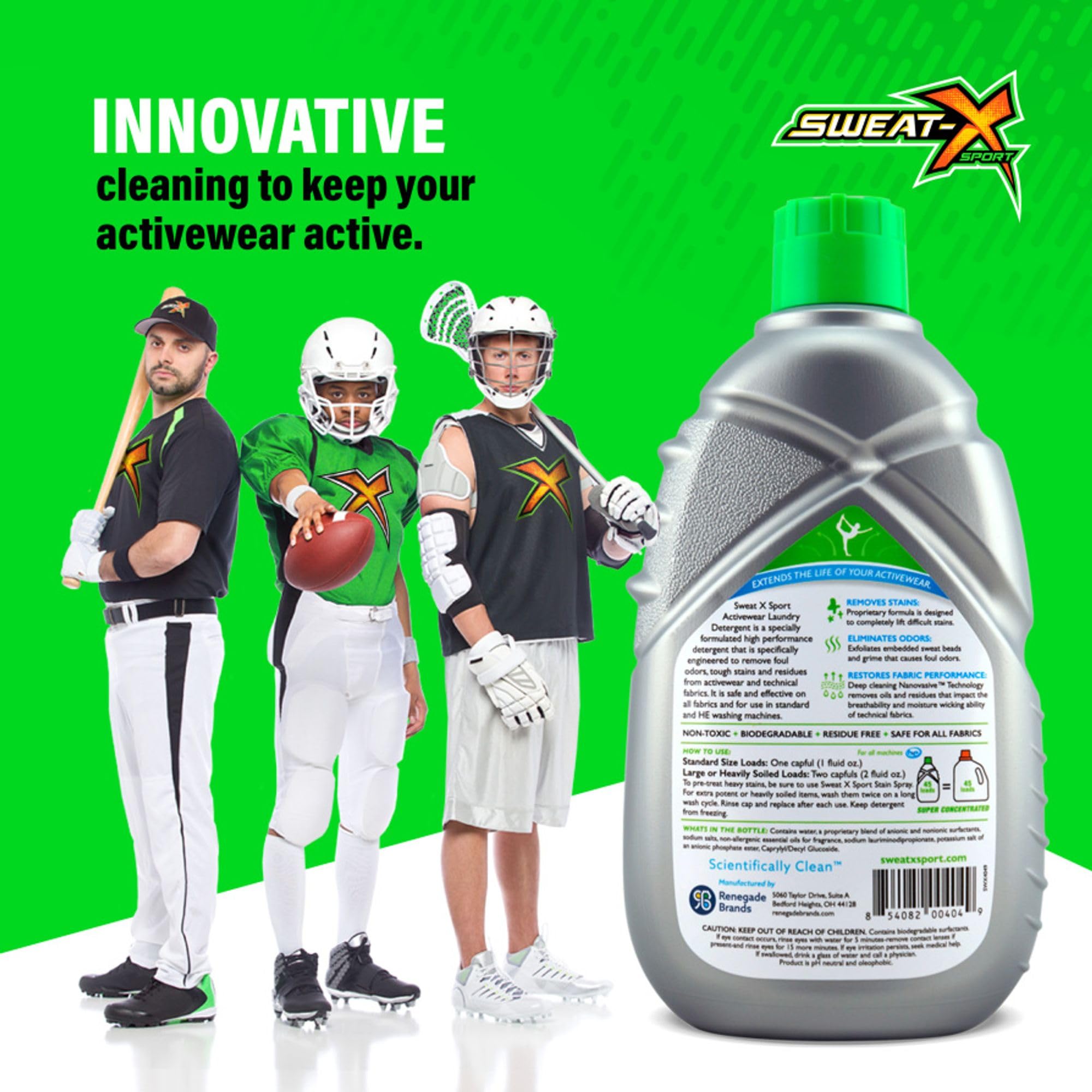 Sweat X Original Activewear Laundry Detergent – Remove the Worst Odors & Toughest Stains – High Performance Sports Wash for Training Gear & All Fabric Types – 45 Loads – 1 Pack